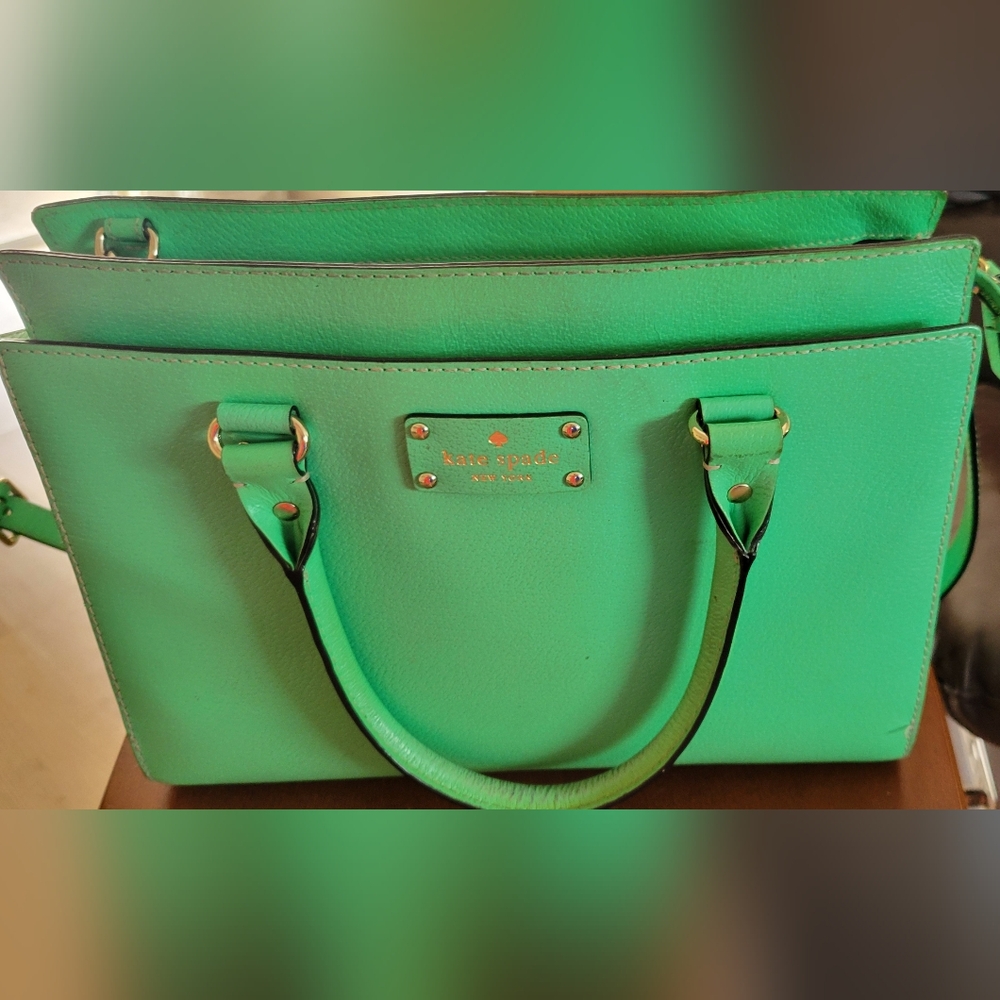Kate Spade Light Green Leather Wellesley Satchel and Wallet